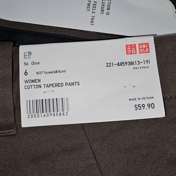 NWT Uniqlo Womens Olive Green Tapered Leg Pants 6 - Picture 5 of 5